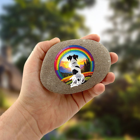 Rainbow Jack Russell Personalised Pebble